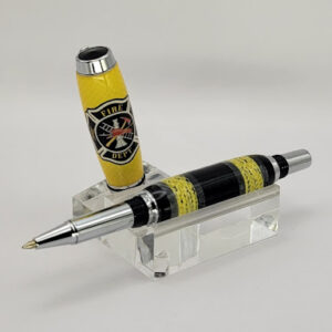 Yellow and Black Fire Hose Pen