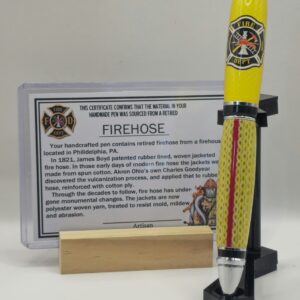 Yellow with Red Stripe Fire Hose Pen