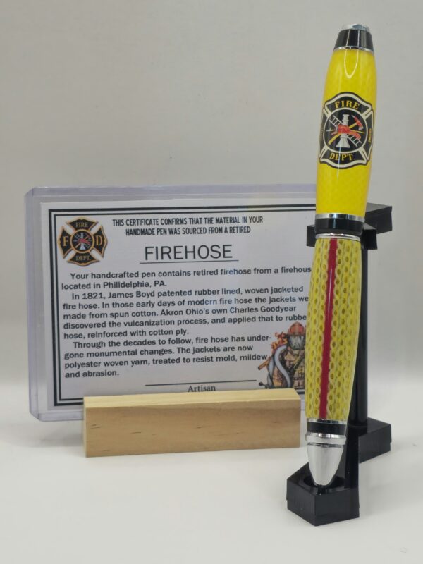 Yellow with Red Stripe Fire Hose Pen